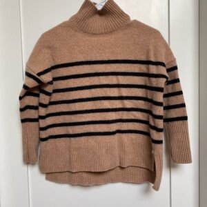Striped Tan and Black Mockneck Sweater